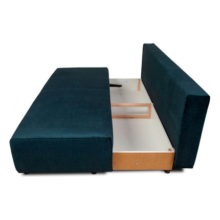 Canapea extensibila NOLA, stofa catifelata gri grafit - Monolith 97, cu lada depozitare, 200x100x90 cm