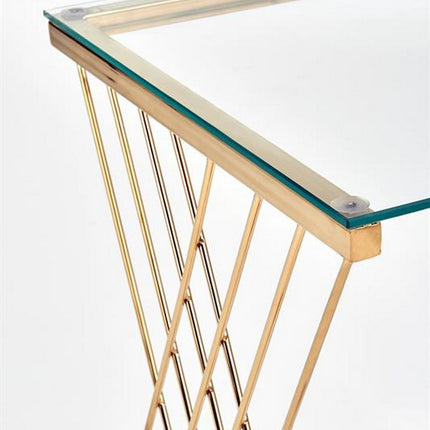 Masuta cafea NANCY, transparent/auriu, sticla/otel, 45x39x52 cm