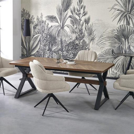 Masa extensibila BARON, nuc/negru, 200-350x100x75 cm