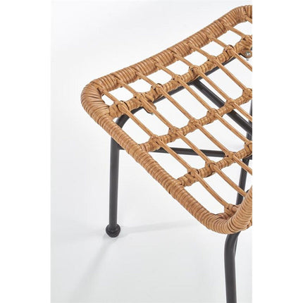 Scaun de gradina K401, negru/natural, rattan sintetic/metal, 47x45x85 cm