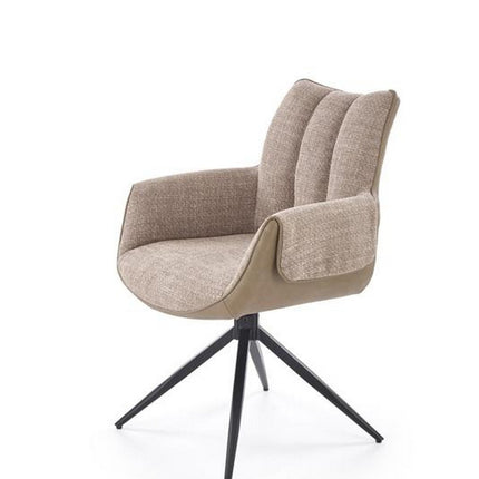 Scaun K579, maro/negru, stofa clasica/piele ecologica/otel, 65x64x87 cm