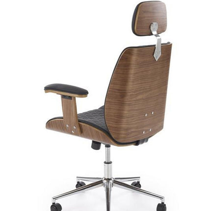 Scaun birou TIMBER, nuc/negru, piele ecologica/placaj indoit, 72x68x114/122 cm