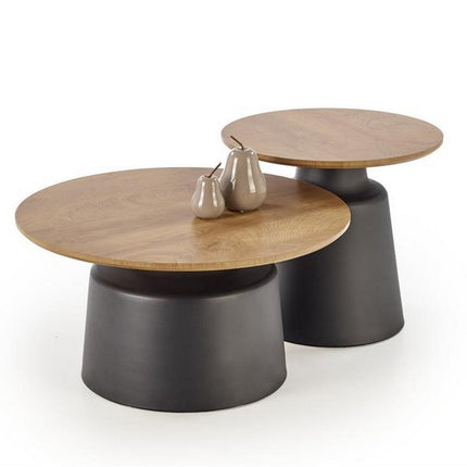 Set 2 masute cafea MALOMI, stejar/negru