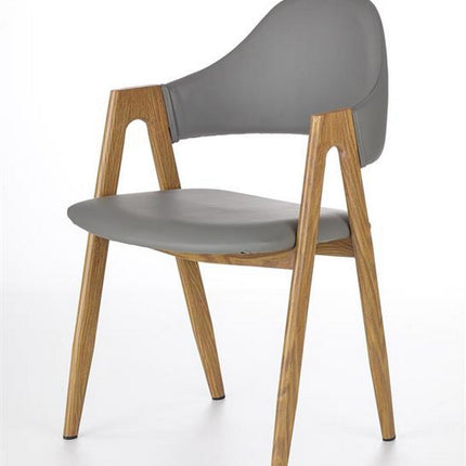 Scaun K247, gri/stejar honey, piele ecologica/metal, 51x51x80 cm