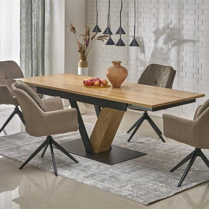 Masa extensibila FANIS, stejar/negru, 160/220x90x78 cm