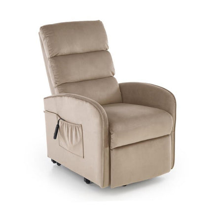 Fotoliu recliner MARONI, stofa catifelata bej - Bluvel 40, 62x92/165x103/84 cm