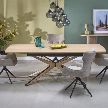 Masa extensibila JAMES, stejar/negru, 160/220x90x76 cm