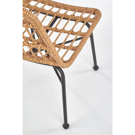 Scaun de gradina K401, negru/natural, rattan sintetic/metal, 47x45x85 cm