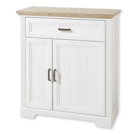 Comoda JASMIN, alb/stejar artisan, PAL, cu 2 usi si un sertar, 93x41x102 cm