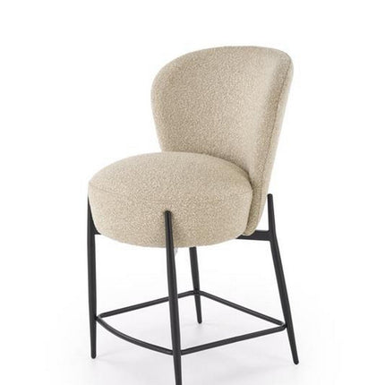 Scaun bar H126, bej/negru, stofa/metal, 57x61x95 cm