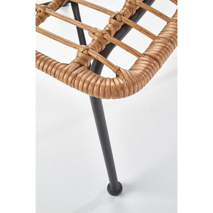 Scaun de gradina K401, negru/natural, rattan sintetic/metal, 47x45x85 cm