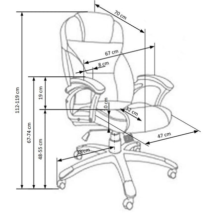 Scaune directoriale mari gri Desmond, 67X70X112/119 CM