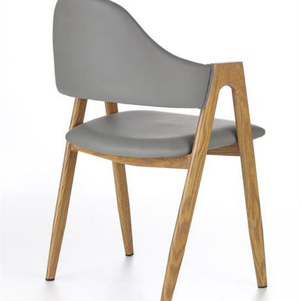 Scaun K247, gri/stejar honey, piele ecologica/metal, 51x51x80 cm