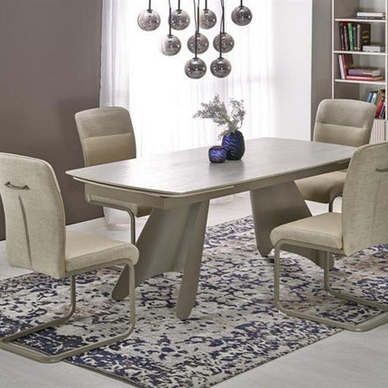 Masa extensibila SALIX, travertin/casmir, piatra sinterizata/otel, 180/260x90x76 cm