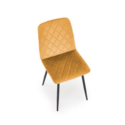 Scaun K525, galben/negru, stofa catifelata/metal, 45x55x89 cm