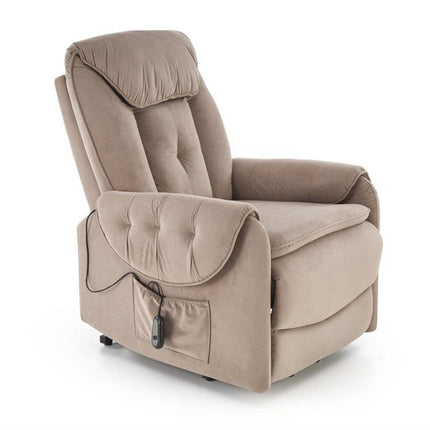 Fotoliu recliner HORTON, stofa catifelata bej - Mavel 38, 80x97/158x90/105 cm