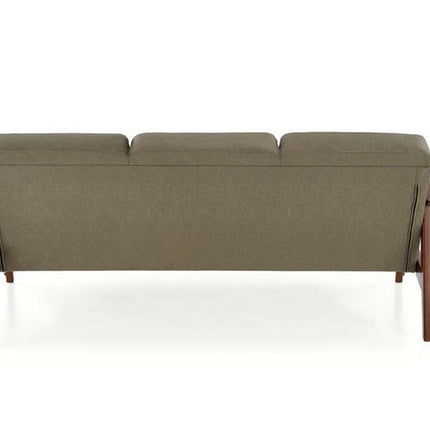 Canapea MILANO 3S, verde olive/nuc, stofa clasica/lemn, 175x77x77 cm