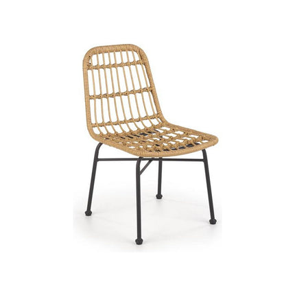 Scaun de gradina K401, negru/natural, rattan sintetic/metal, 47x45x85 cm