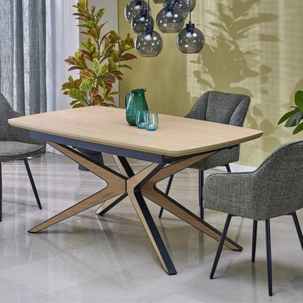 Masa extensibila JAMES, stejar/negru, 160/220x90x76 cm