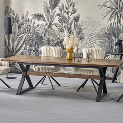 Masa extensibila BARON, nuc/negru, 200-350x100x75 cm