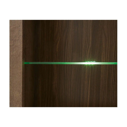 Vitrina BALIN, stejar/negru, PAL/sticla, cu iluminare LED, 68x40x197 cm