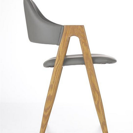Scaun K247, gri/stejar honey, piele ecologica/metal, 51x51x80 cm