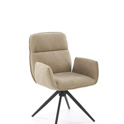 Scaun K574, bej inchis/negru, stofa catifelata/otel, 60x60x88 cm