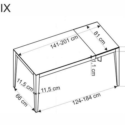 Masa extensibila FELIX, gri cu efect de marmura/negru, piatra sinterizata/metal, 141-201x81x76 cm