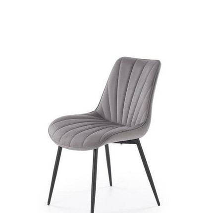 Scaun K589, gri - Bluvel 14, stofa catifelata/otel, 50x63x87 cm