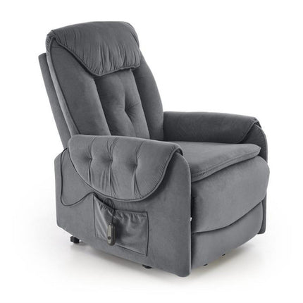 Fotoliu recliner HORTON, stofa catifelata gri - Mavel 14, 80x97/158x90/105 cm