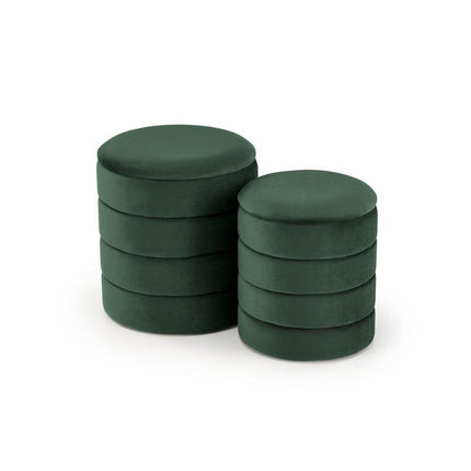Set 2 taburete PACHO, verde, stofa catifelata, 40x44/33x39 cm