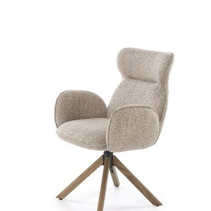 Scaun K585, bej inchis/nuc, stofa clasica/lemn, 63x64x93 cm