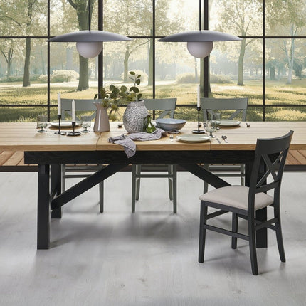 Masa extensibila FIESTA, stejar natural/negru, 200/280x100x77 cm