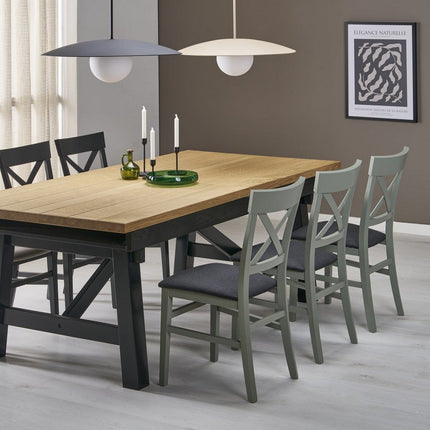 Masa extensibila FIESTA, stejar natural/negru, 200/280x100x77 cm
