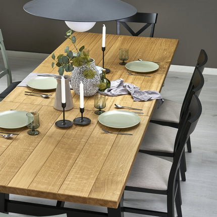 Masa extensibila FIESTA, stejar natural/negru, 200/280x100x77 cm