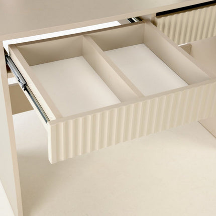Masa de toaleta HOLLYWOOD 2, casmir, PAL laminat, cu oglinda si iluminare LED, 94x43x140 cm