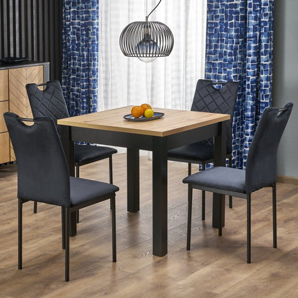 Masa extensibila QUBIK, stejar artisan/negru, PAL laminat, 80/200x80x76 cm