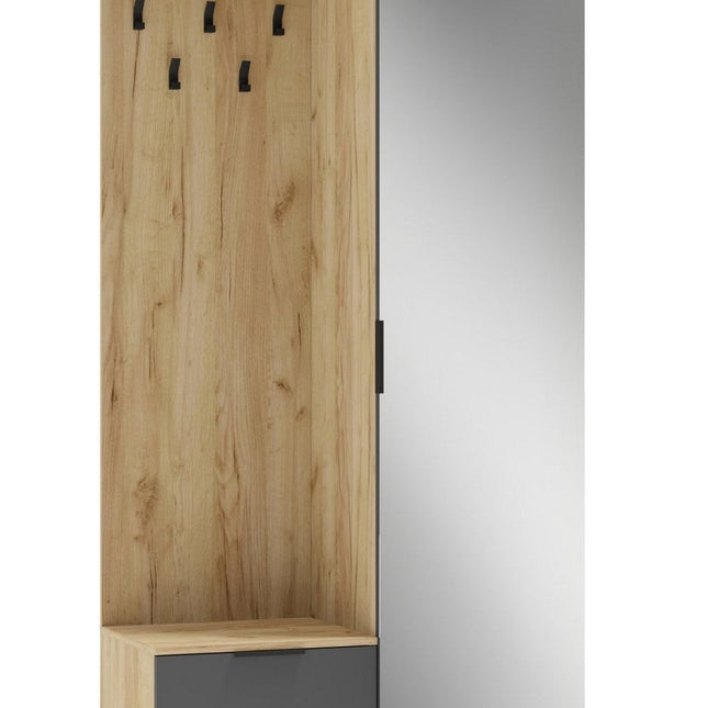 Mobiler hol CORAL, stejar auriu/gri antracit, PAL laminat, 100x45x203 cm