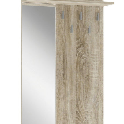 Cuier de perete cu oglinda LIMA PR-1, stejar sonoma, PAL laminat, 70x20x120 cm