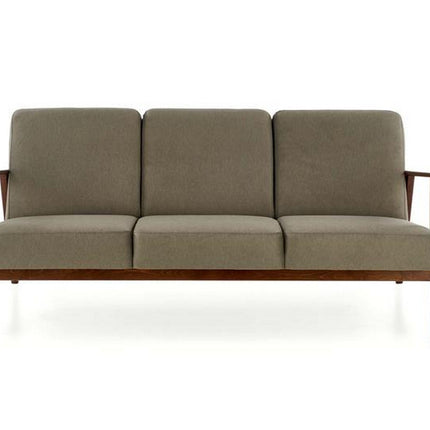 Canapea MILANO 3S, verde olive/nuc, stofa clasica/lemn, 175x77x77 cm