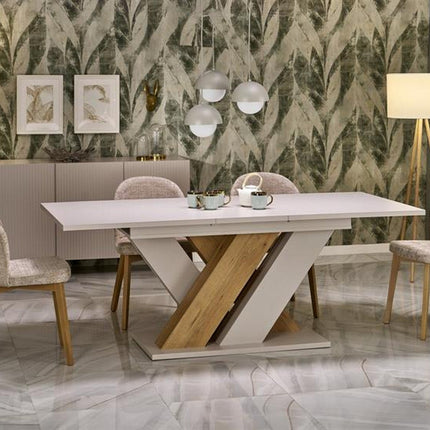 Masa extensibila BRANDON, casmir/stejar, PAL laminat, 160/200x90x77 cm
