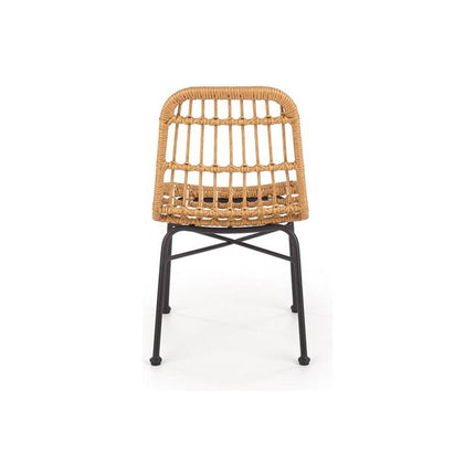 Scaun de gradina K401, negru/natural, rattan sintetic/metal, 47x45x85 cm