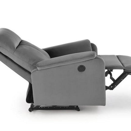 Fotoliu recliner CROCUS, stofa catifelata gri - Bluvel 14, 77x88/155x81/102 cm