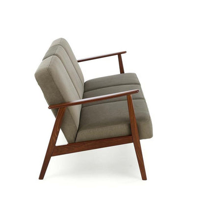 Canapea MILANO 3S, verde olive/nuc, stofa clasica/lemn, 175x77x77 cm