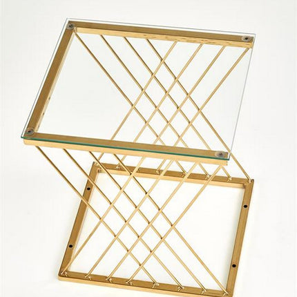 Masuta cafea NANCY, transparent/auriu, sticla/otel, 45x39x52 cm
