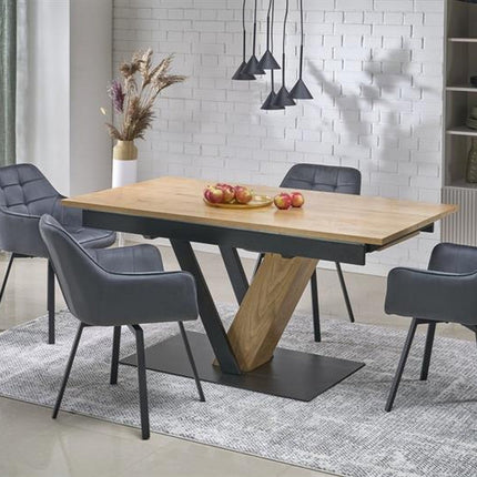 Masa extensibila FANIS, stejar/negru, 160/220x90x78 cm