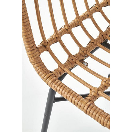 Scaun de gradina K401, negru/natural, rattan sintetic/metal, 47x45x85 cm