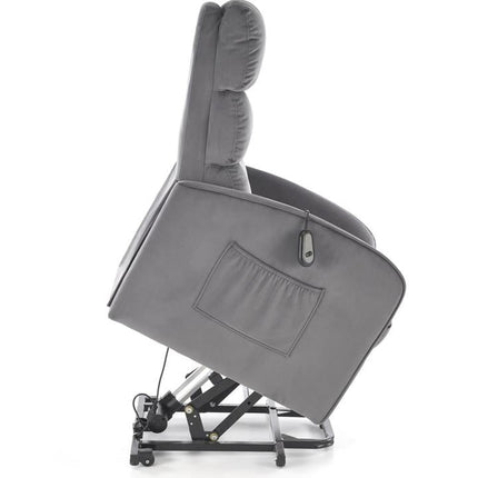 Fotoliu recliner MARONI, stofa catifelata gri - Bluvel 14, 62x92/165x103/84 cm