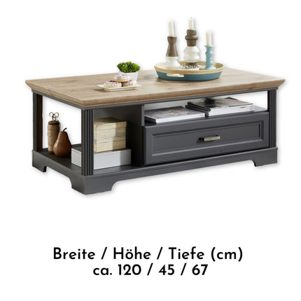 Masuta JASMIN, gri grafit/stejar artisan, PAL, 120x67x45 cm