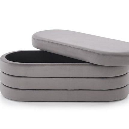 Bancheta CALPI, stofa catifelata gri, 110x46x42 cm